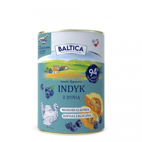 Baltica - Indyk z dynią 400g - karma mokra dla psa dorosłego