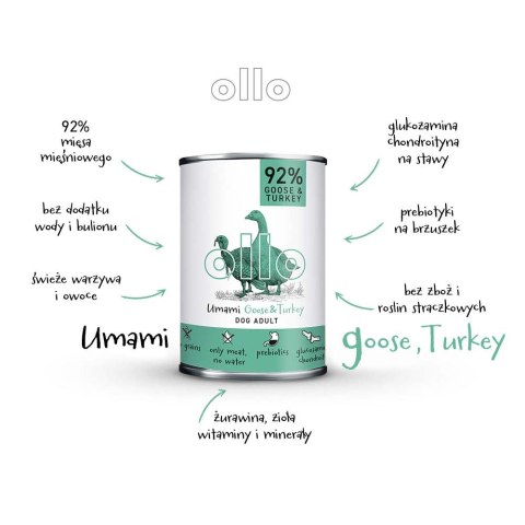 Ollo Umami Goose&Turkey 400g - gęś z indykiem - karma mokra dla psów dorosłych