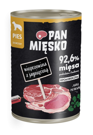 Pan Mięsko wieprzowina z jagnięciną 400g - mokra karma dla psa dorosłego