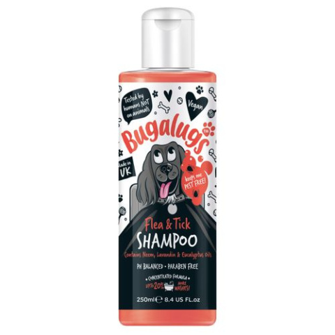 Bugalugs Flea & Tick Shampoo - szampon przeciw pchłom i kleszczom dla psa, z olejkiem Neem - 250ml